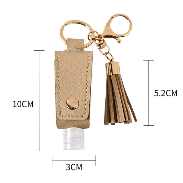 Cross Border Tassel Free Hand Lotion Leather Case Keychain Disinfectant Pu Leather Case Empty Bottle Keychain