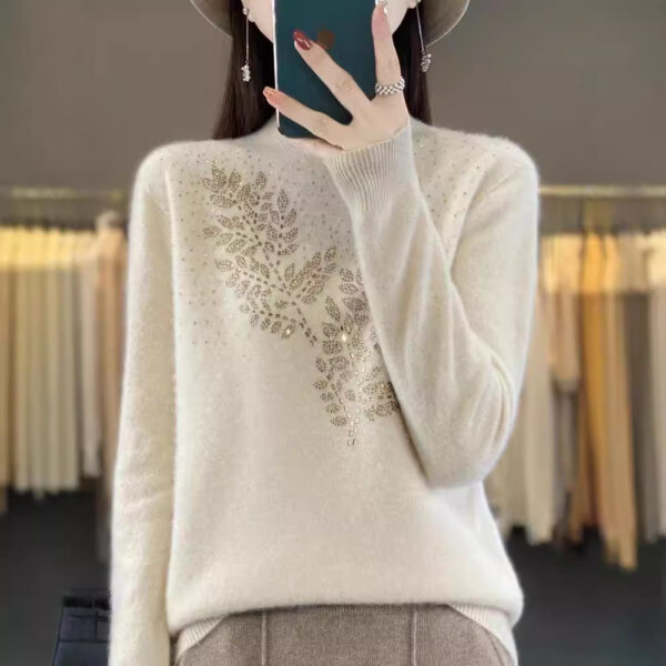 Women's Loose And Versatile Semi High Neck Knitted Sweater